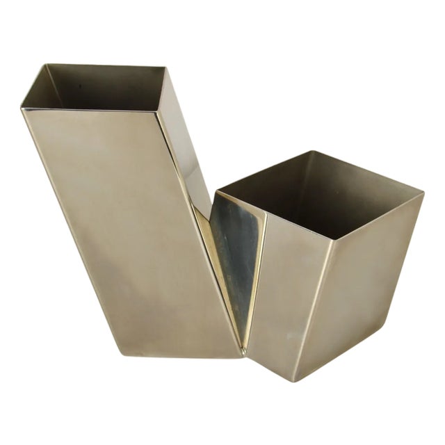 Italian Sculptural Metal Vase, 1960s For Sale