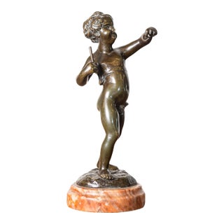 19th-Century French Bronze Sculpture of a Cherub by Clodion For Sale