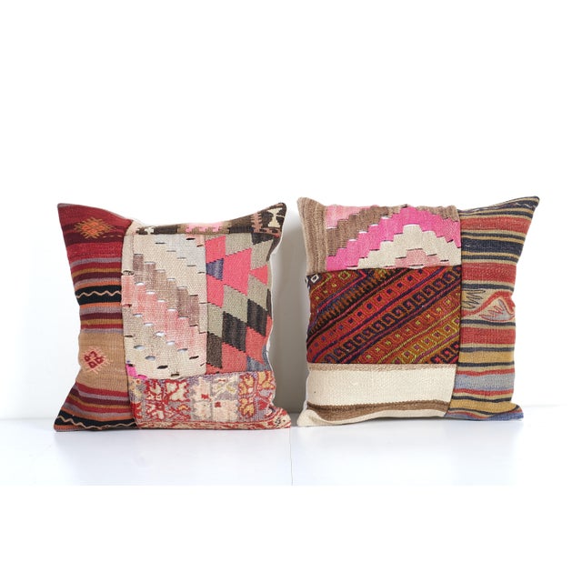 Mid-Century Modern Turkish Kilim Cushion Cover - a Pair For Sale - Image 3 of 5