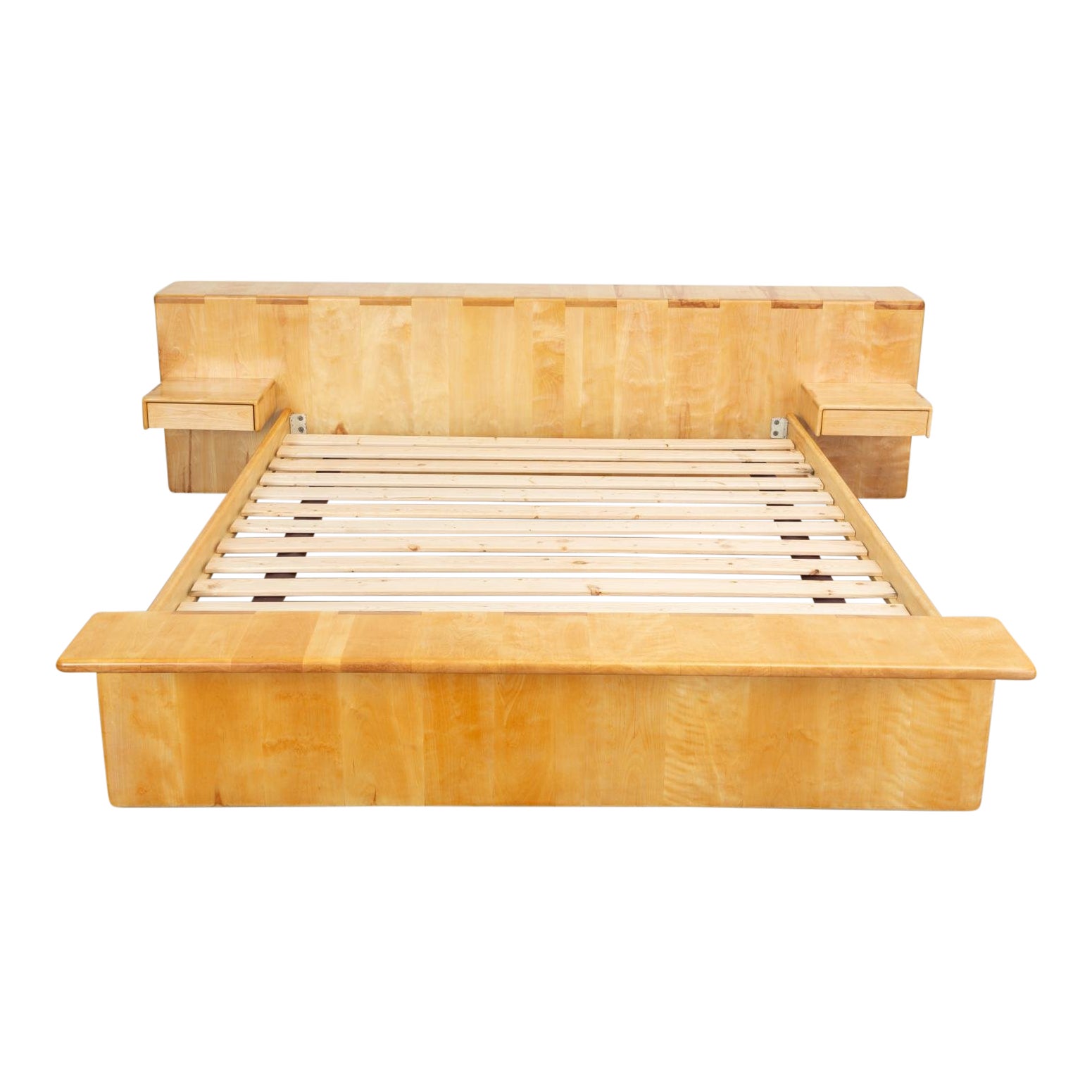 Maple Platform California King Bed With Floating Nightstands by Gerald