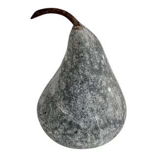 Small Hand-Carved Gray Marble Pear For Sale