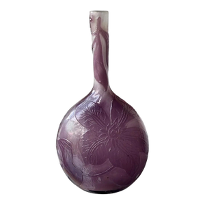 Antique Emile Gallé Purple Cameo Glass Vase Soliflor, Circa 1900