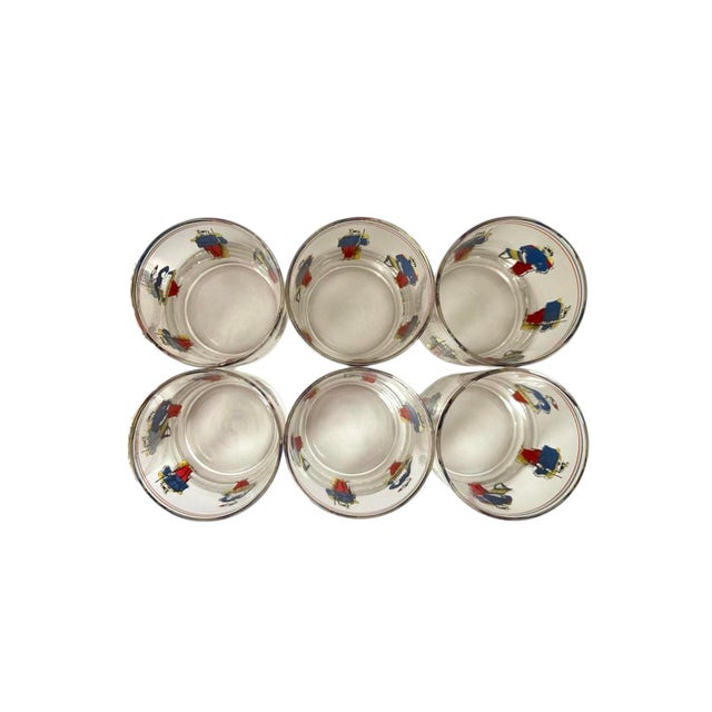 Transparent Vintage Mid-Century French Soldiers Barware / Lowball / Cocktail Glasses for Neiman Marcus, a Set of 6 in the Manner of Fornasetti For Sale - Image 8 of 9