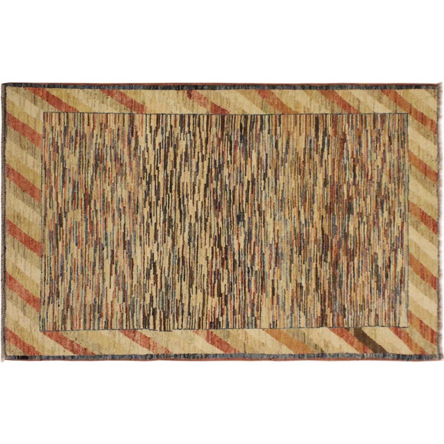 Contemporary Gabbeh Trista Blue/Beige Wool Rug - 3'4'' X 4'8'' For Sale - Image 10 of 10