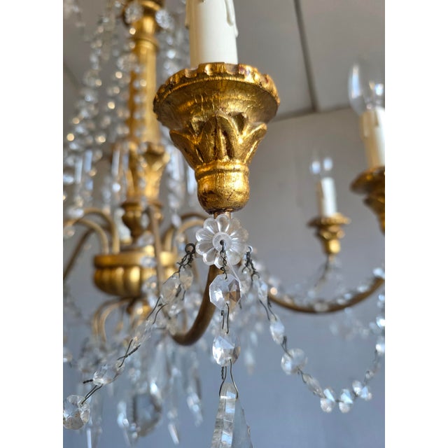 Genoese Festival Chandelier in Gilded Wood and Crystals, 1950s For Sale - Image 4 of 9