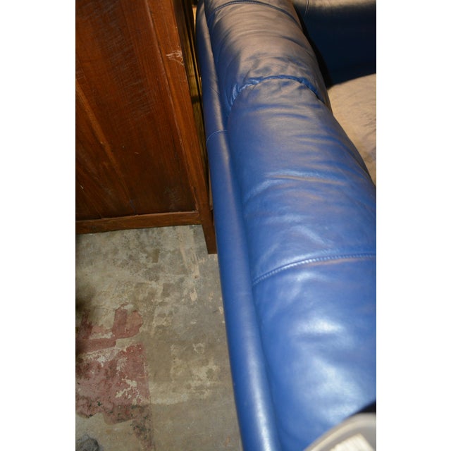 1970s Vintage Euri Collection Royal Blue Soft Leather Loveseat Couch From Germany For Sale - Image 5 of 14
