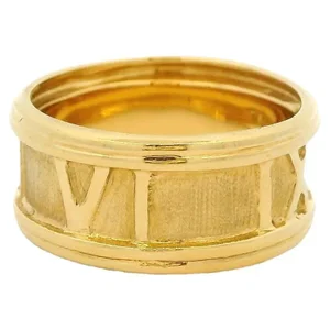 Italian 18K Yellow Gold Roman Numeral Band Ring