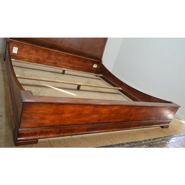 Late 20th Century Henredon Leather Sleigh King Bed For Sale - Image 5 of 16