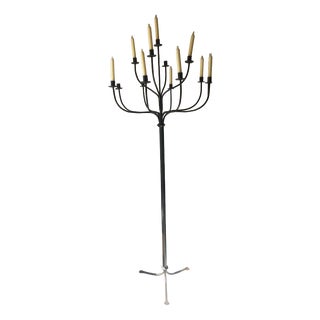 20th-Century Folk Art French Floor Candelabra with Thirteen Lights in Wrought Iron, 1890s For Sale