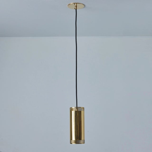 Brass 1960s Perforated Brass Cylindrical Pendant Attributed to Mauri Almari for Idman For Sale - Image 8 of 12