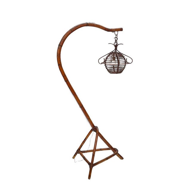 1950s Mid-Century Italian Bamboo and Rattan Floor Lamp, 1950s For Sale - Image 5 of 18