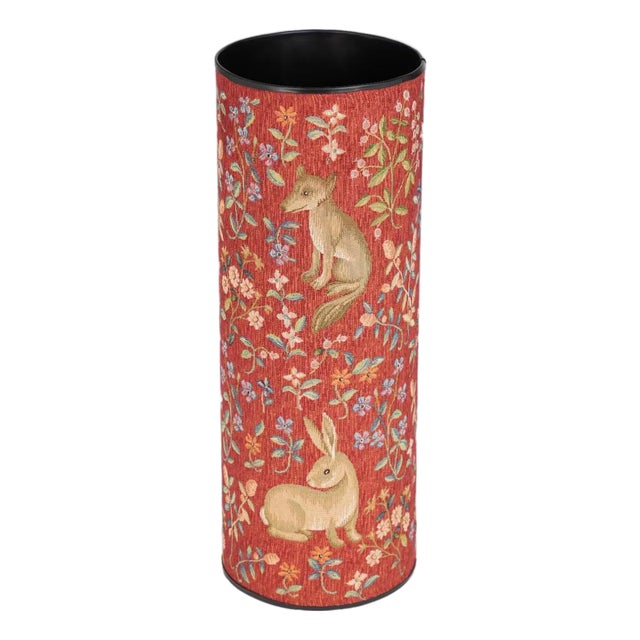 Medieval Rabbit & Fox Tapestry Umbrella Stand For Sale