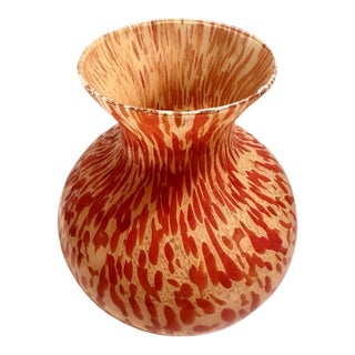 Vintage Murano Style Maestri Vetrai" Azzurra Italy Orange Vase For Sale