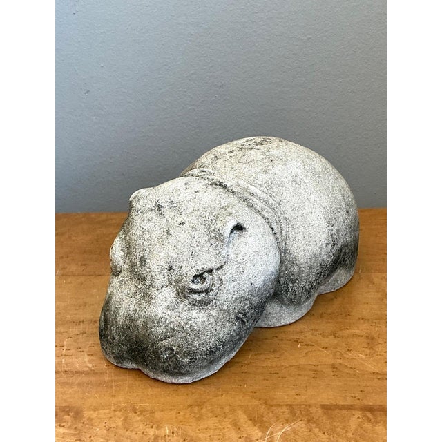 Late 20th Century Vintage Cast Cement Hippo For Sale - Image 5 of 16