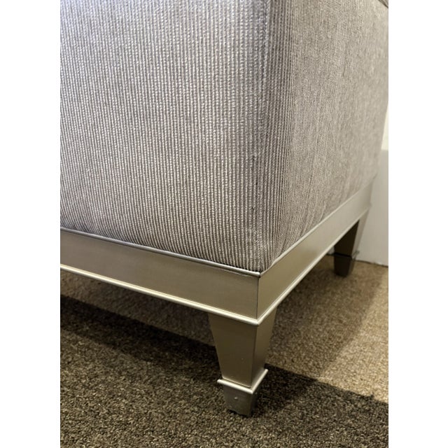 2020s Modern Textured Champagne Silver Storage Bench For Sale - Image 5 of 5