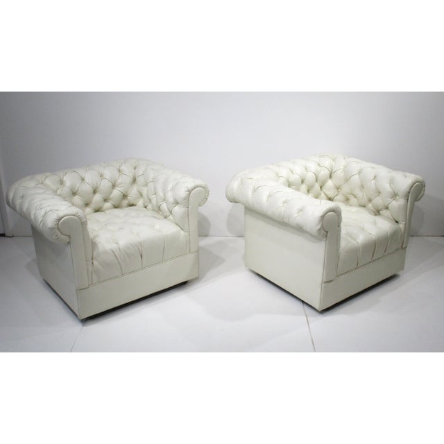 Milo Baughman Thayer Coggin Styled Tufted Lounge Chairs For Sale - Image 12 of 12