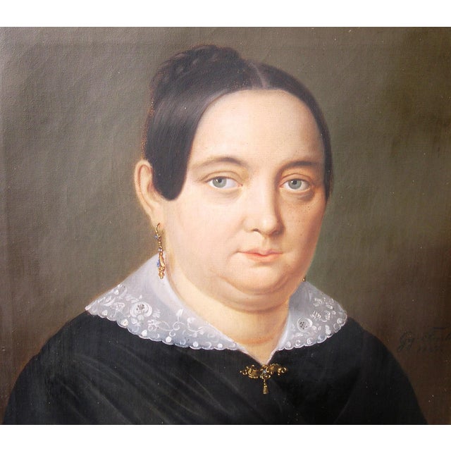 Georg Otto Forster, Portrait Frau Hagen, 1847, Oil Painting on Canvas, Framed For Sale - Image 4 of 12