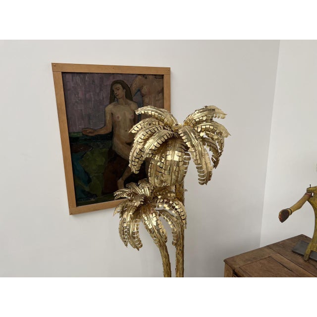 Large Brass Palm Tree Floor Lamp with 3 Trunks, 2010s For Sale - Image 9 of 18