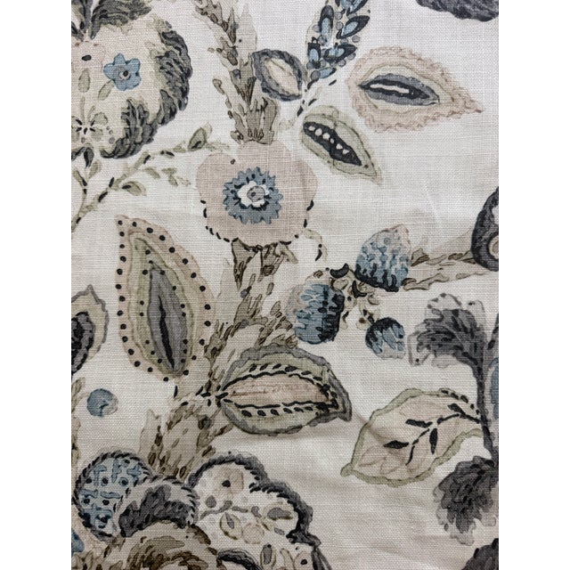 Traditional Scalamandre Fabric Sc 000216603-Cumbria Hand Block Print-Smoke on Ivory 1 7/8 Yards For Sale - Image 3 of 4