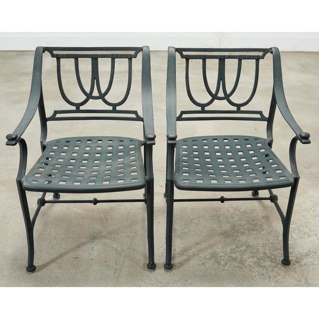 Set of Four Brown Jordan-Style Neoclassical Garden Armchairs For Sale In Sacramento - Image 6 of 18