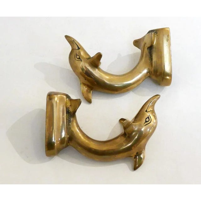 Gold Golden Brass Dolphins, 1980s, Set of 2 For Sale - Image 8 of 9