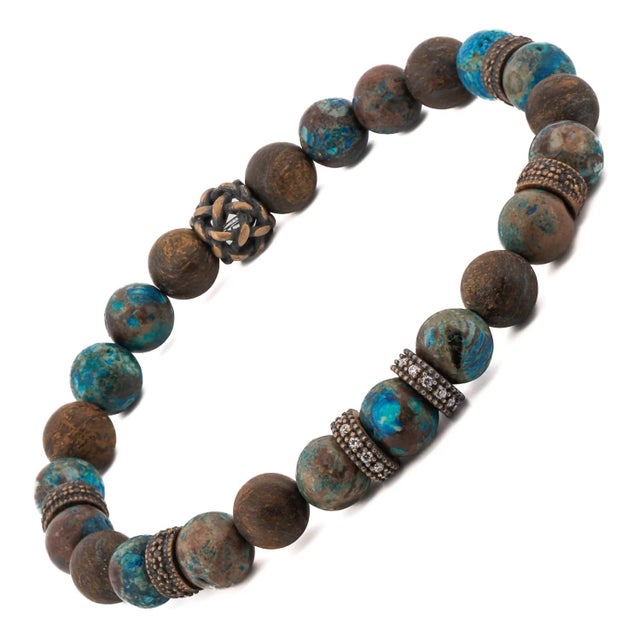 Early 21st Century Turquoise & Diamond Good Luck Beaded Bracelet For Sale - Image 5 of 7