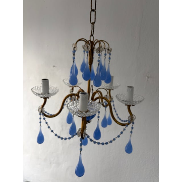 Purple Lavender Purple Opaline Drops Beads French One of a Kind Chandelier Rare For Sale - Image 8 of 10