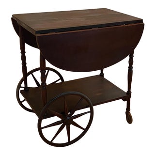 1960s English Traditional Wooden Bar Cart For Sale