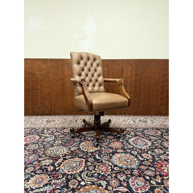 Brown English Brown Chesterfield Office Chair For Sale - Image 8 of 8
