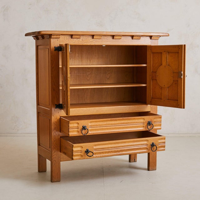 Spanish 2-Door Oak Cabinet with Iron Hardware, 1940s For Sale - Image 4 of 11