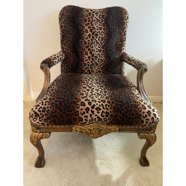 French Armchair Creations by Jasmine Leopard Print For Sale - Image 3 of 5