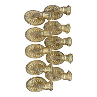 Set of 10 Antique Brass Sconces For Sale