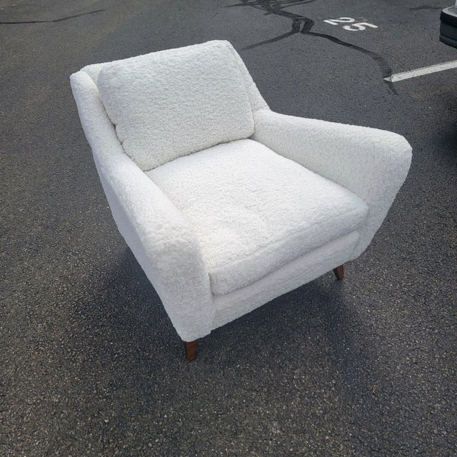 Wood 1950s Early Harvey Probber Club Chair in Boucle For Sale - Image 7 of 12