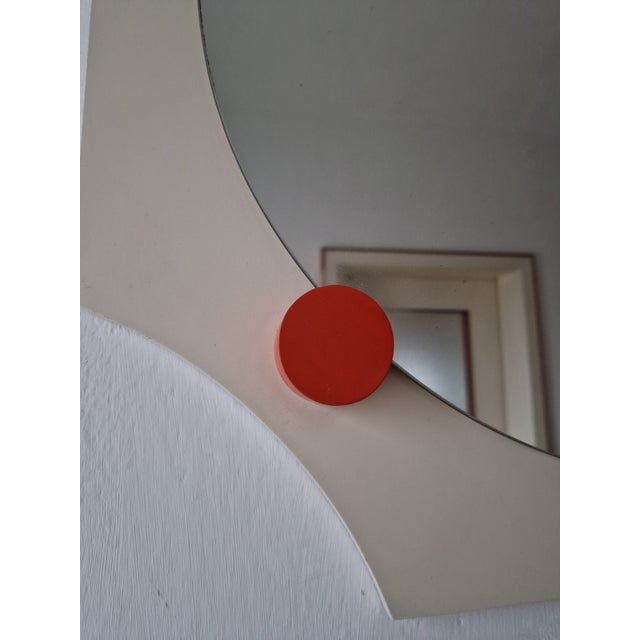 White Vintage Space Age Design Mirror, 1970 For Sale - Image 8 of 9