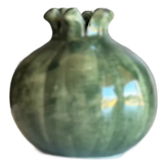 Petite Pomegranate Bud Vase | Dark Green, Made in Italy For Sale