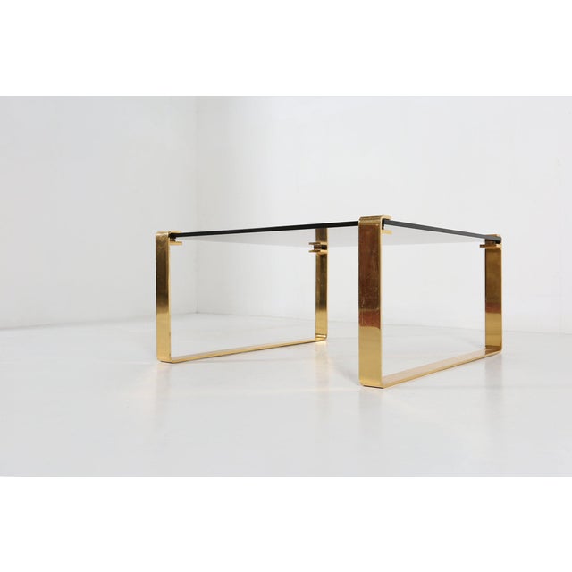 Mid-Century Modern Coffee Table with Gold-Plated Base and Glass Top, 1970s For Sale - Image 12 of 13