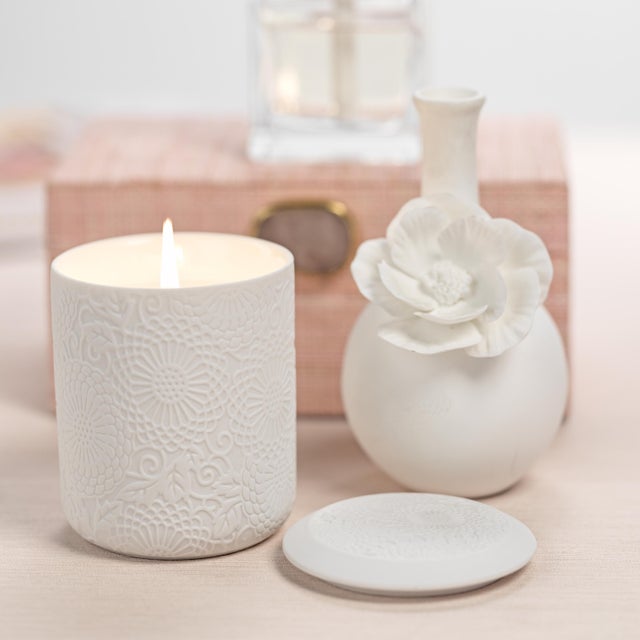 4-Piece Cameo Long Neck Porcelain Bud Vase Set For Sale - Image 4 of 5