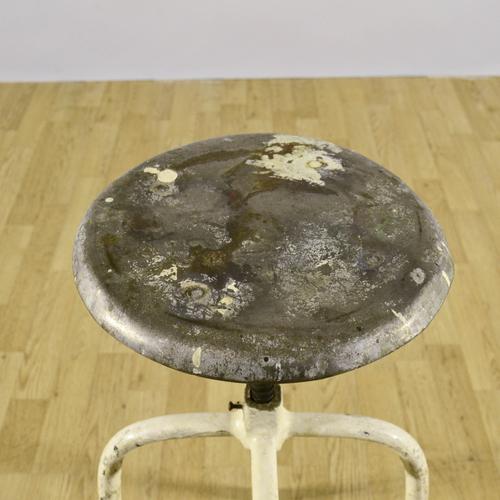 Metal Industrial Swivel Stool with Iron Seat and Frame, 1950s For Sale - Image 7 of 9