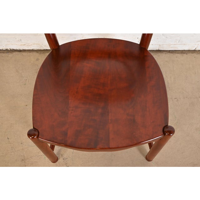 Wood Ethan Allen Style Shaker Solid Cherry Wood Dining Chairs, Set of Six For Sale - Image 7 of 12
