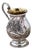 Silver Pot with Raised Floral Motifs Surrounding Monogram Card and Question Mark Handle For Sale