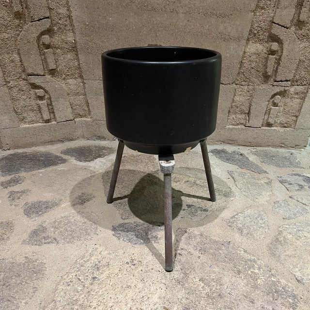 1950s 1950s Mid-Century Modern Tripod Planter Pedestal Stand in Patinated Aluminum For Sale - Image 5 of 9