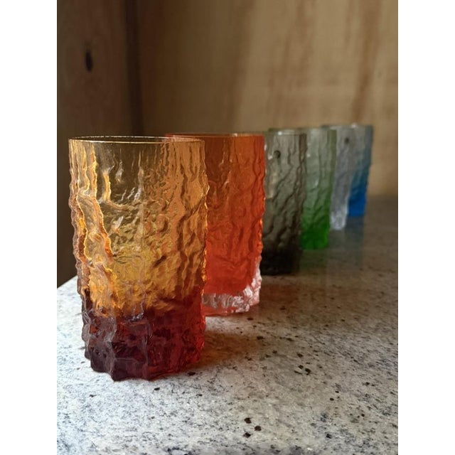 Italian Textured Bark Glasses in the style of Geoffrey Baxter, 1960s, Set of 6 For Sale - Image 12 of 18