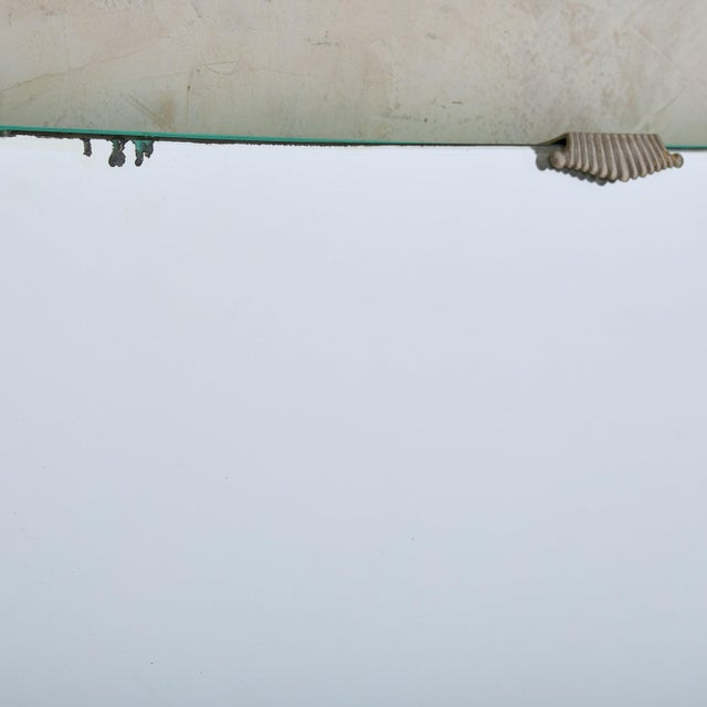 Italian Brass & Turquoise Painted Wood Wall Mirror, 1970s For Sale - Image 4 of 6