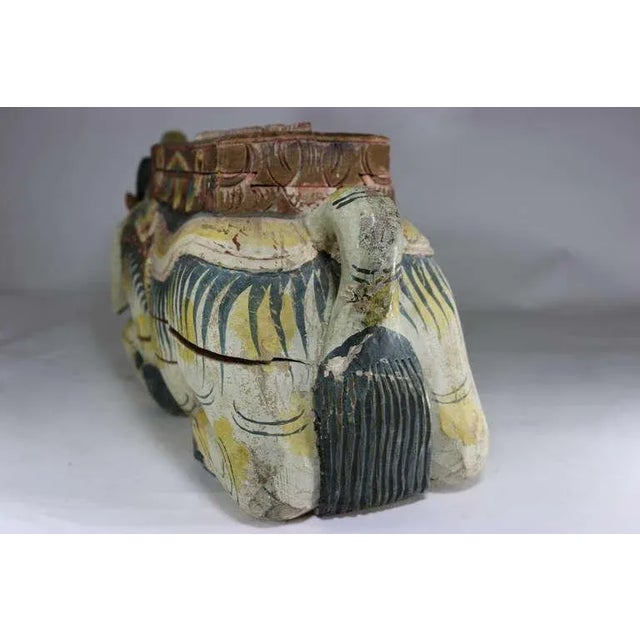 Large Indonesian Carved Colorful Wood Mythical Animal Figural Box For Sale - Image 4 of 7