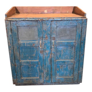 Early 20th Century Blue Painted Shop Desk / Standing Work Station For Sale