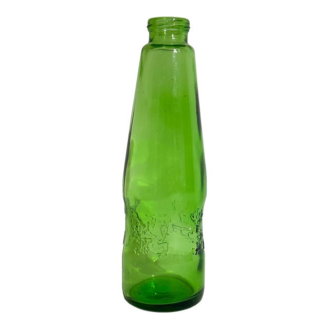 Vintage Early 20th Century Schweppes Green Glass Bottle Embossed With the Royal British Warrant Lion Crest For Sale
