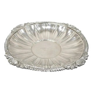 Antique "Barefoot Mailman Rally 1962" Award Silver Plated Serving Platter Tray For Sale