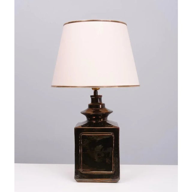 Square Ceramic Table Lamp, France, 1970s For Sale - Image 9 of 12