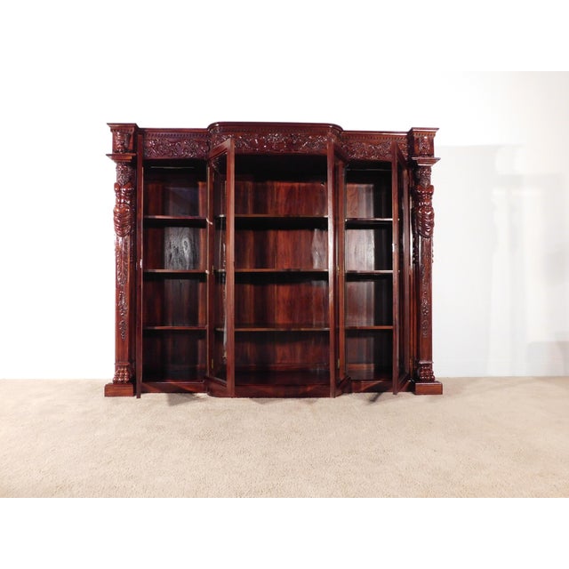 Massive R J Horner Antique Renaissance Revival Baroque Carved Figural Bookcase For Sale - Image 9 of 16