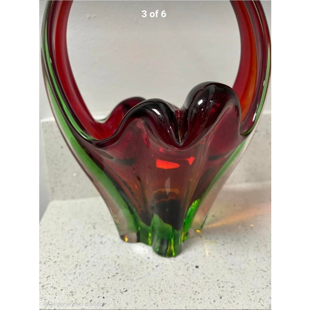 Mid 20th Century Vintage Murano Glass Sculpture Basket!! For Sale - Image 5 of 5